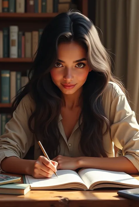 Young 20-year-old Latin woman studying