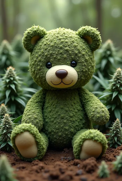 Bear stuffed animal made of marijuana