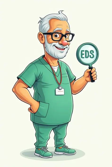  Representative figure Eduardo Santos drawing representative image for the Eduardo Soantos hospital who is tender with a magnifying glass that looks at the safe administration of medications and that represents them to health personnel such as Don Eduardo ...