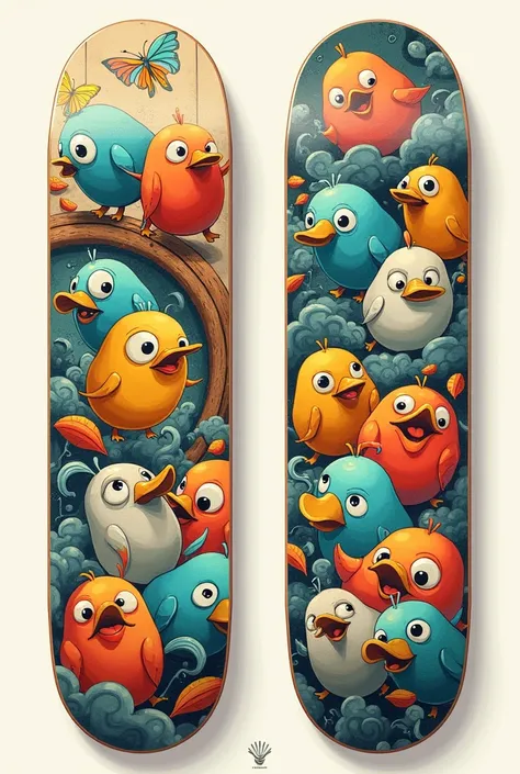 Create a skateboard out of dodos or doodles, those handmade animated card drawings 