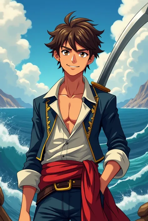 Young Pirate male anime smiling