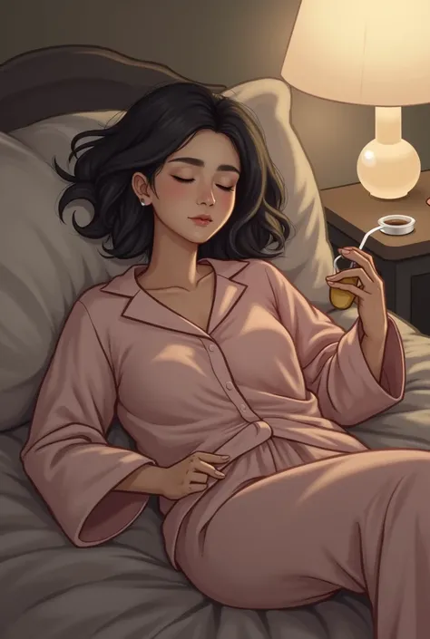 Laziness represented as a sleepy woman wearing pajamas 