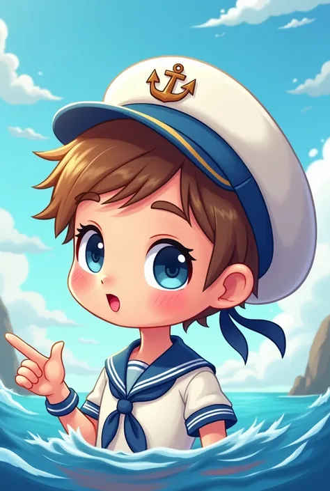 Cute sailor recruit hat in cartoon format 