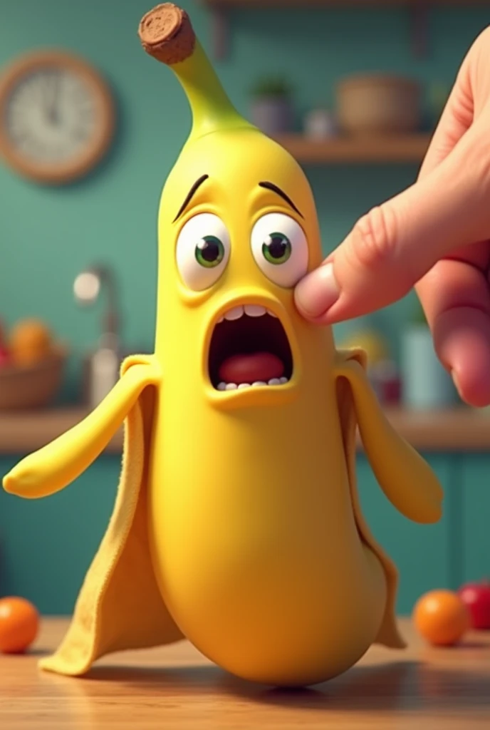 Show off a banana getting slapped in the face
