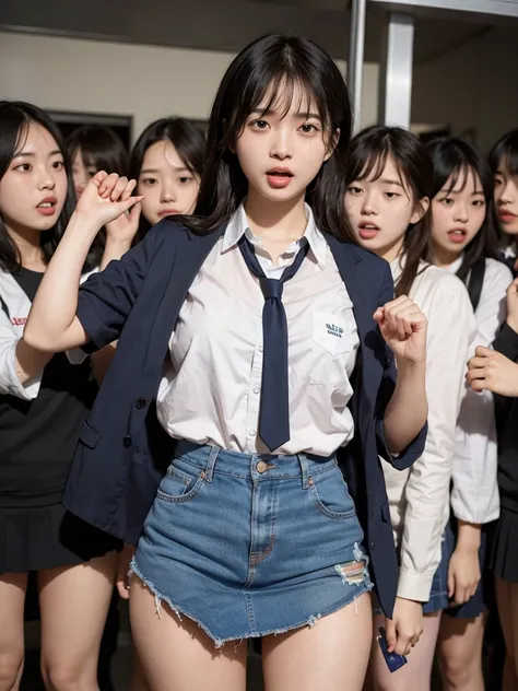 清楚な Japaneseの美人女子学生を物色する中年男性たち,   female students are suddenly taken off their school uniforms in front of the public and their sexy underwear is revealed , Female students who are being watched all at once by the public and horny viewers and screaming ,  ...