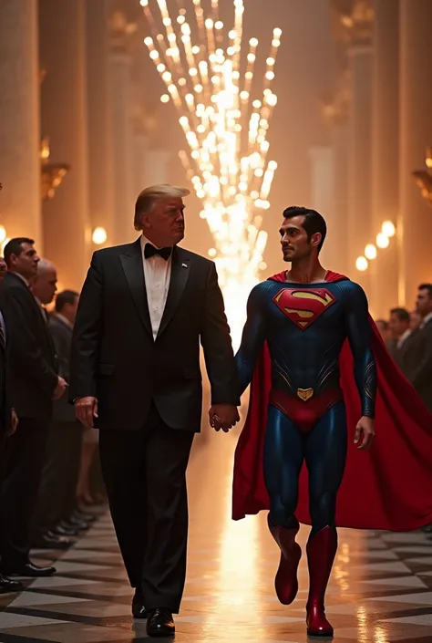 This is the wedding of Superman in St. Peters Basilica.Trump President of the United States wearing Tuxedo, Superman fly with Trump in a princess way and the two hold hands in hand into the church. Superman look Trump with love.Superman,a 30-year-old Tyler...