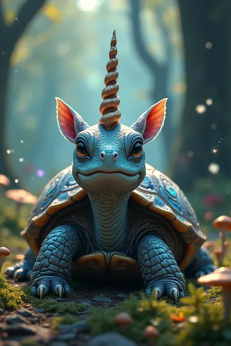 A turtle with the head of a unicorn