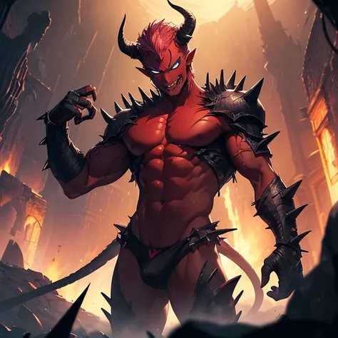 Masterpiece, HD, high resolution, high quality, best quality, super detailed. Solo character alone. Dark Fantasy art.
{{(An ageless male-devil-supreme-being:(appearance: reddish-pink-skin. Metalic-reptiilian-teeth. 5-sharp-demonic-horns, 2-from-left-and-ri...