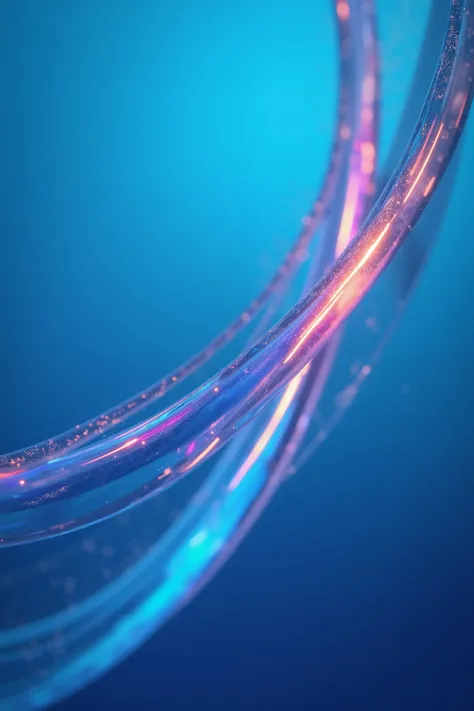 Closeup of curved glass with colorful lines on light blue background, blur effect, macro photography, high resolution, detailed texture, professional studio lighting, high detail, hyperrealistic, sharp focus, color grading, bright colors, cinematic --ar 9:...