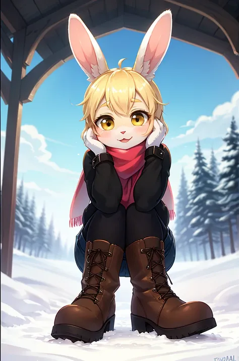 happy winter vacation , snow rabbit ,Scarf, gloves, boots , (pee , The snow beneath my feet turns yellow , urophilia) , ( soft focus , Shallow focus , soft light , Cross Process , Tyndall ) , Mature , euphoria , coquettish , funny face , fabulous , Feminin...