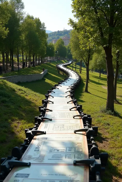 Mechanical tape, similar to the one in shopping centers , implemented in a small park in Spain that is on a slope that runs through the center