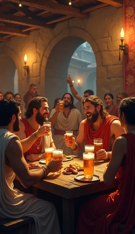 Romans before Jesus Christ drinking beer in a tavern