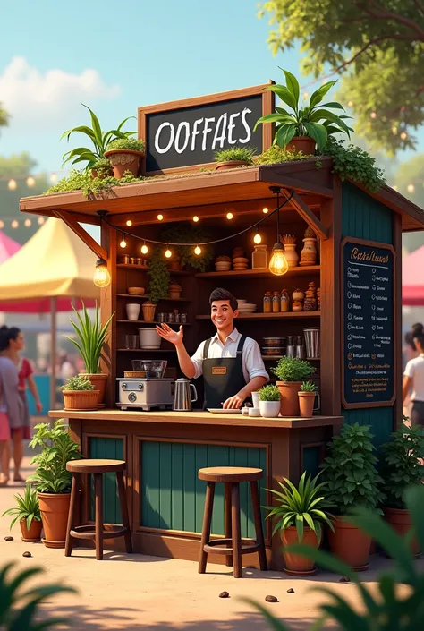 A coffee stand that is going to participate in a fair 