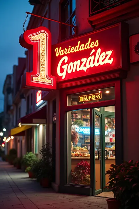 The number 1 and above that says Variedades González 
