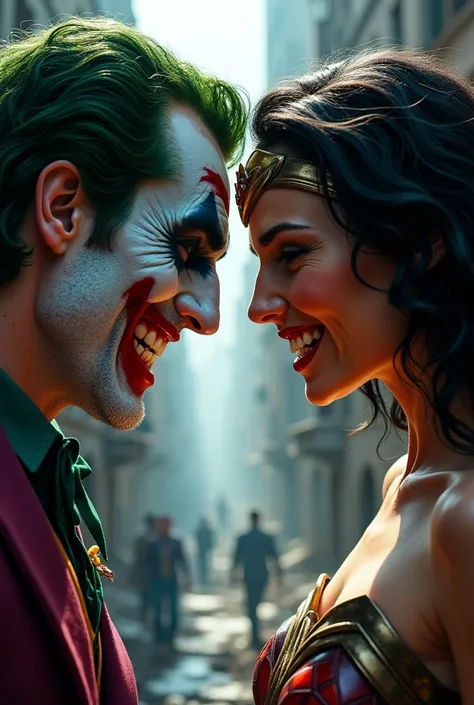 Create Joker and Wonder Woman face to face against each other