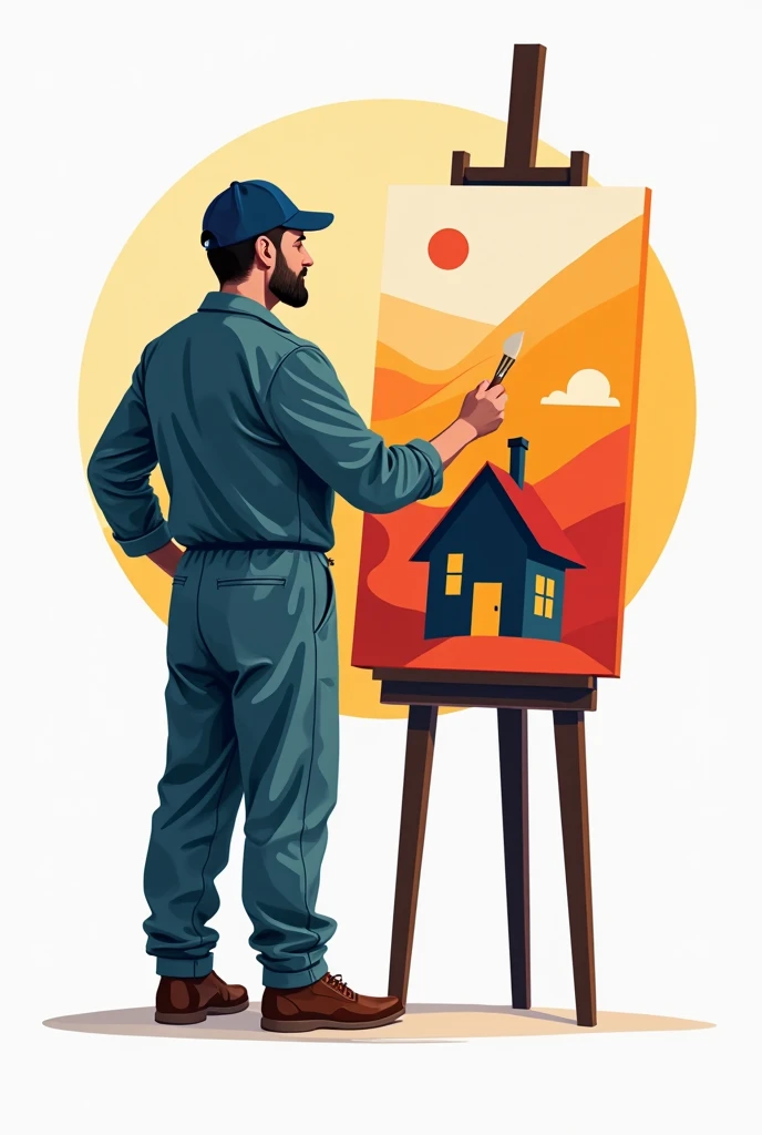 I need a logo for a print company whose name is Arts house paintings a painter painting a modern house with colors and neutrals elegant and the name of the press stands out a lot