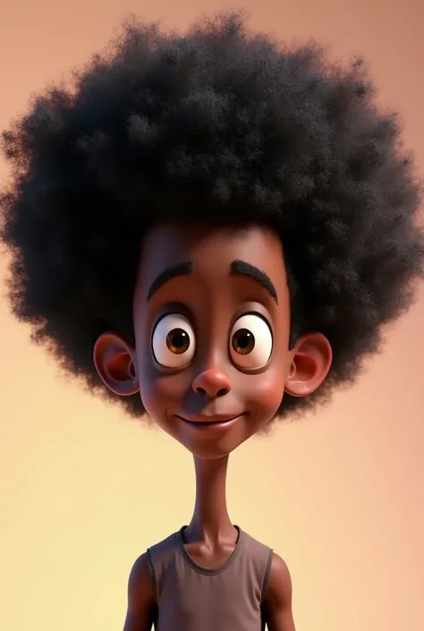 Create skinny black man with big black hair in Disney Pixar 3d style