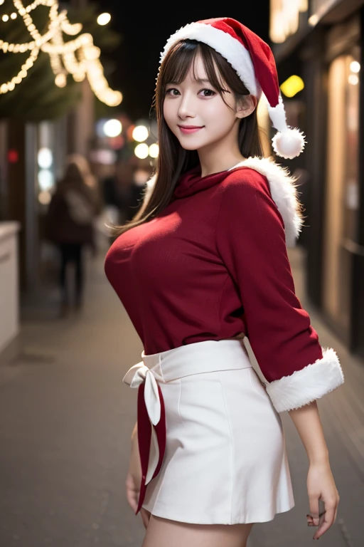 cute, Sexy Face,(8k、 RAW photo、 please redeem 、masterpiece:1.2)、(Realistic、Realistic:1.37)、woman、 professional lighting、Gal:1.3 、  lots of eyelashes 、 plump breasts :1.3,(Thick body:1.2), thin waist, Healthy Thighs, blonde,Santaクロースのコスプレ:1.5, Santa:1.5,   ...