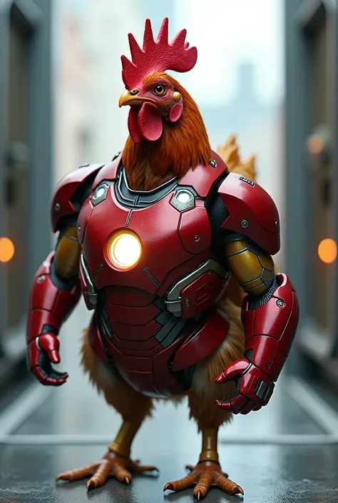 Chicken dressed as Ironman