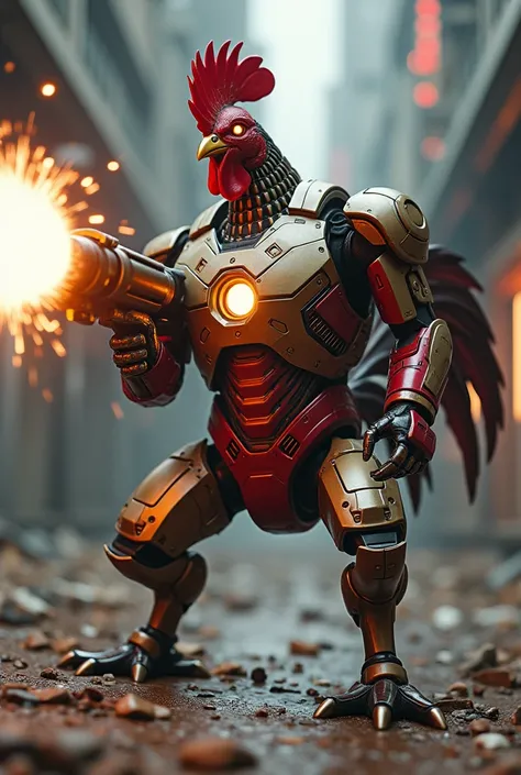 Ironman chicken making a proton cannon