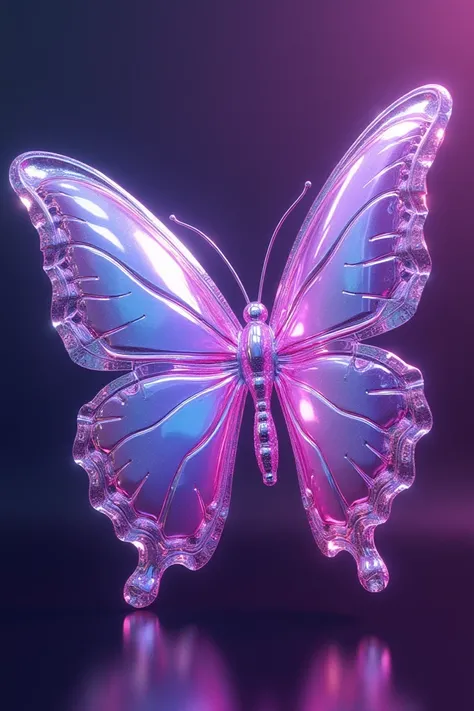  Phone wallpaper, liquid metal butterfly , with purple background, y2k style