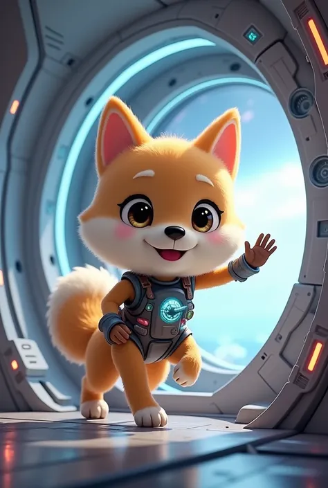 doge girl cute in spaceship