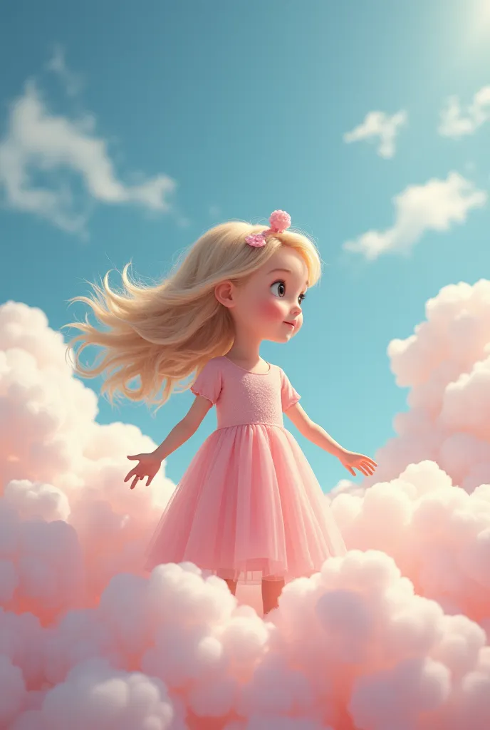 girl，puffy clouds