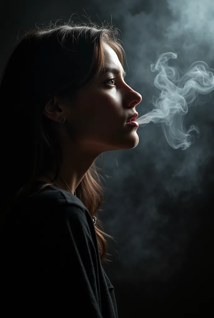 girl，black smoke