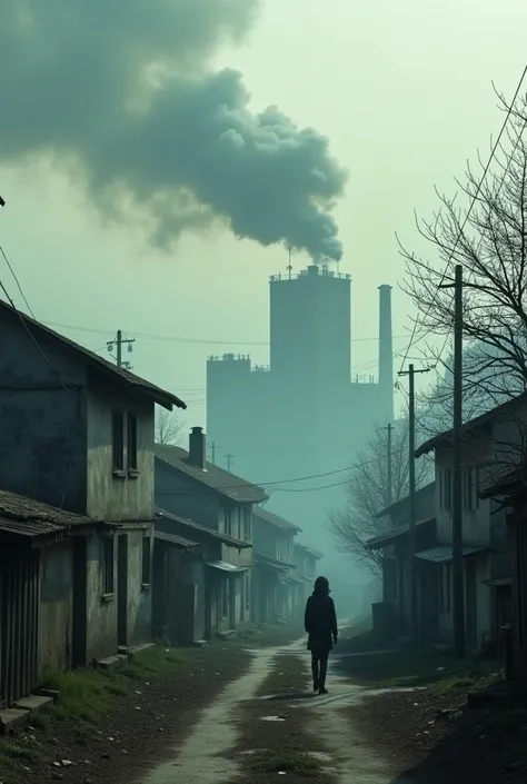  creates an image that has as a scene smoke that comes from the various factories that are found ,  thanks to the spatial segregation ,  that show houses separated from people inside and a person who is in poverty and from afar you can see a castle,  that ...