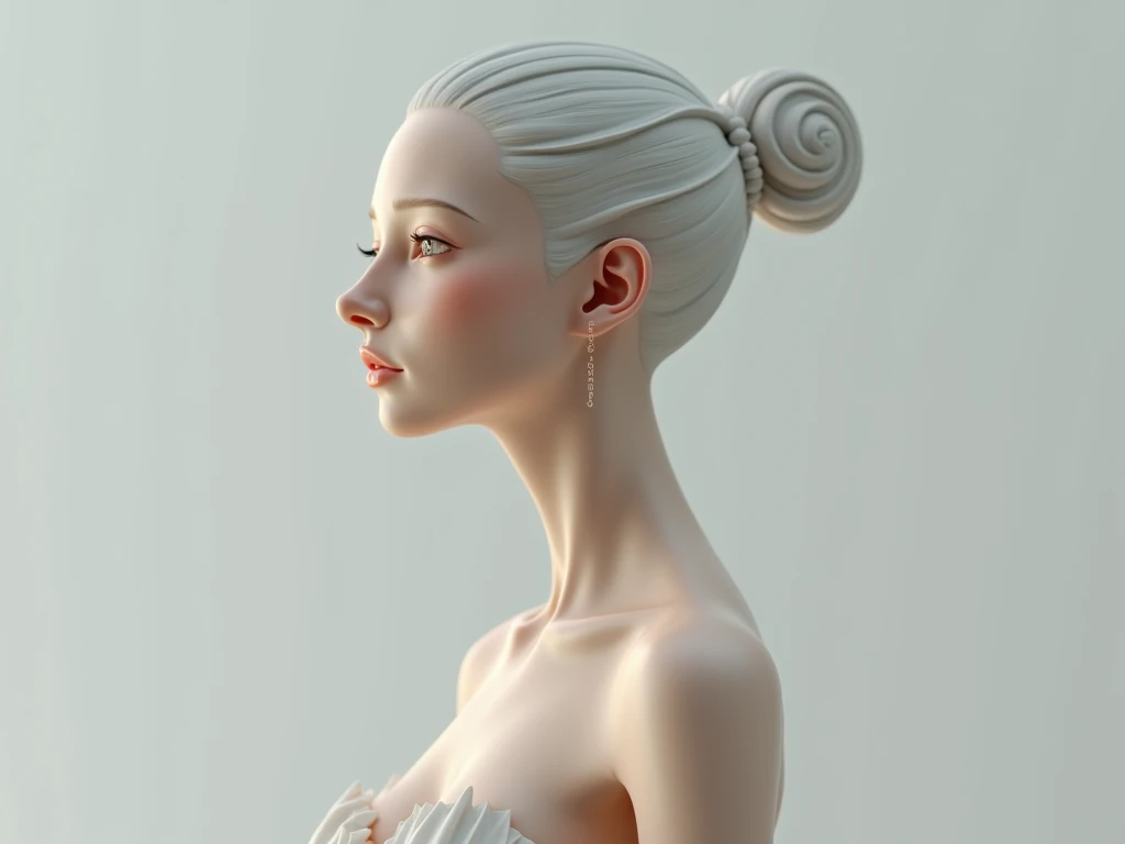 Create a ultra realistic necked girl model 