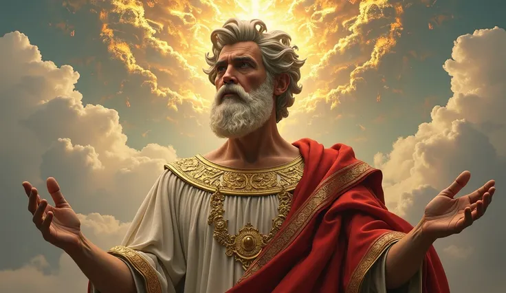  ultra realistic giant image of the portrait of Marcus Aurelius, Vatican,  a ritual of Santo Daime , Cleopatra, Steno ,  Auriale and Medusa , white clouds,  yellow and light red and light blue,  colored mists , snakes,  golden gladium .