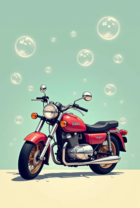 Retro motorcycle vector with soap bubbles