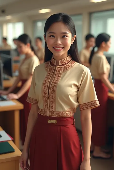 Burmese office staff with uniform