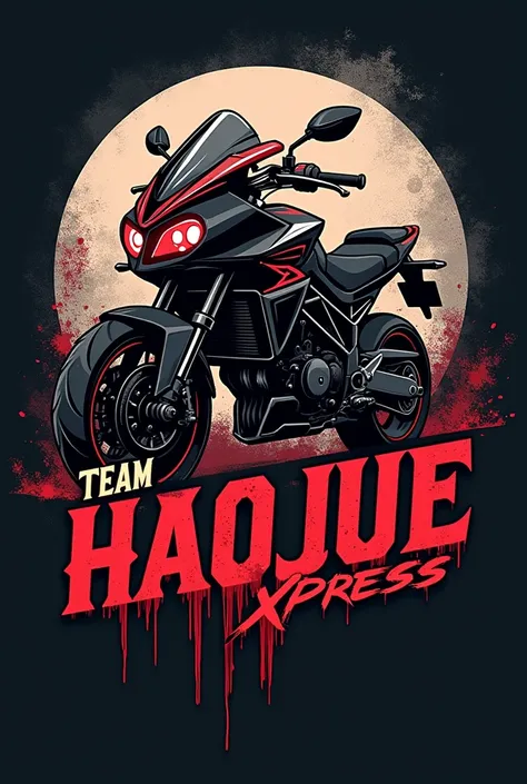 Blood-dripping motorcycle style logo with the name team HAOJUE Xpress 