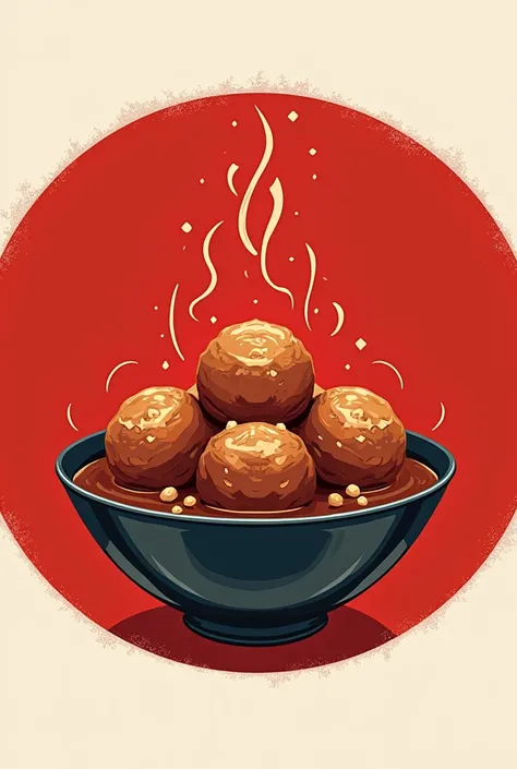 The circle logo of the meatball shop with the name "MIE AYAM BAKSO JONG JAVA" comes from Wonogiri, the dominant color is red, there is a bowl containing meatballs, elegant, cool