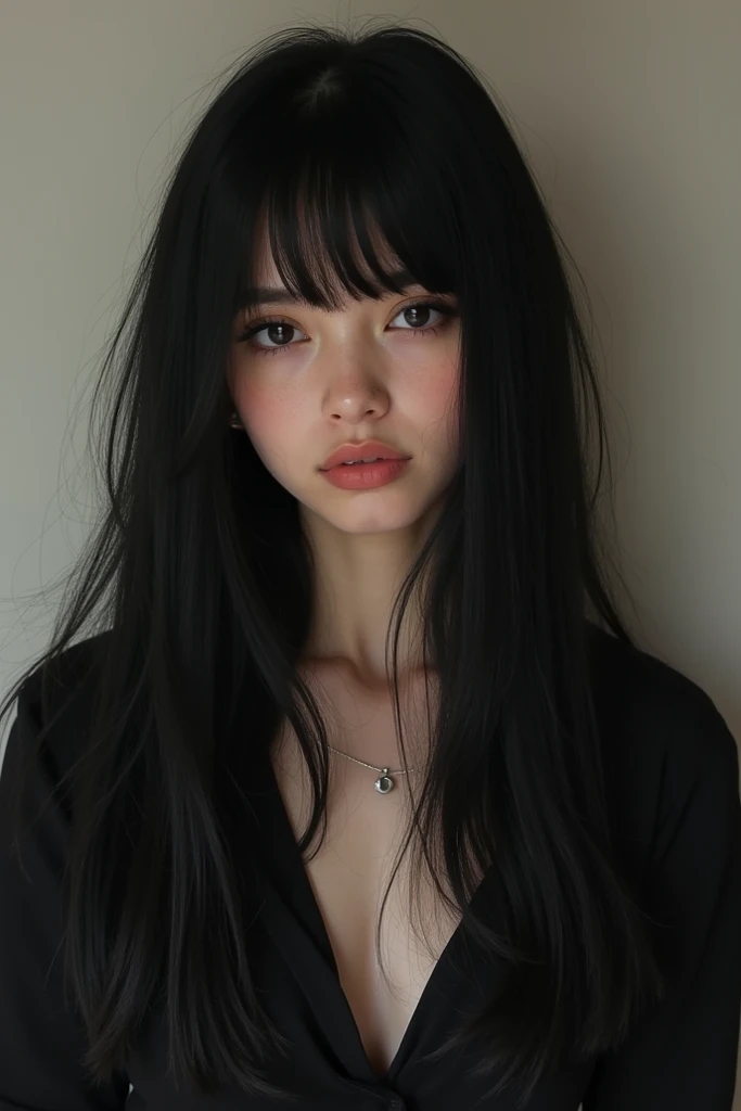 emo girl , Very pretty and with long black hair 

