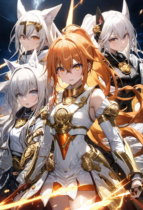 (masterpiece, best quality:1.2), (absurdres, highres, ultra-detailed), (perfect anatomy),
((3 japanese girls)),
(
(
Japanese ((Canis major)) woman,
Pale hair, Pale eyes,
long hair,shiny hair,
wearing (metallic Shiny glossy Pale Canis major Saint Cloth),
ze...