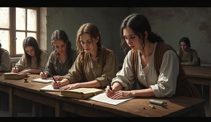 women study at poor house 