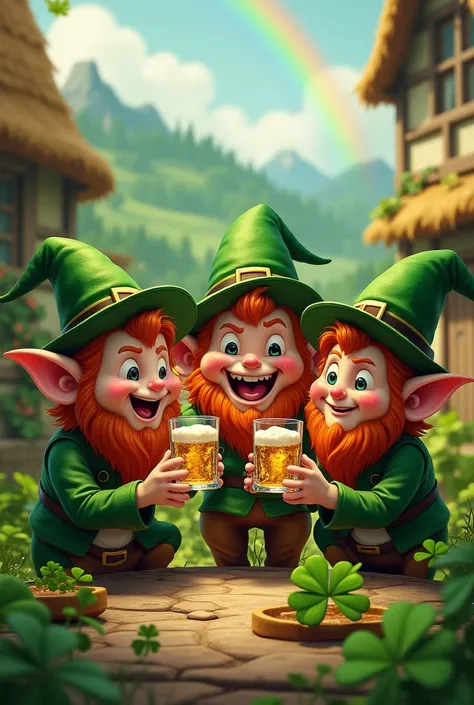 Leprechauns drinking whiskey