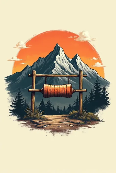 Logo, For barbecuing in the mountains.
"EL PEÑON DE EL CABO" 
It must have the rotisserie sign.