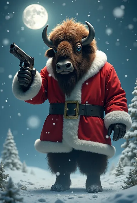 santa bison with a gun