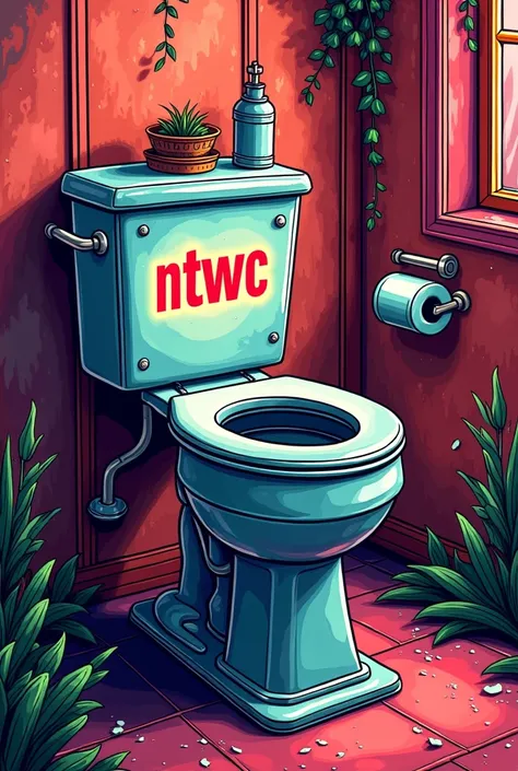  create me a fanpage avatar related to toilets and have the word "NTWC" stand out with rap related colors and the photo has a 1:1 ratio