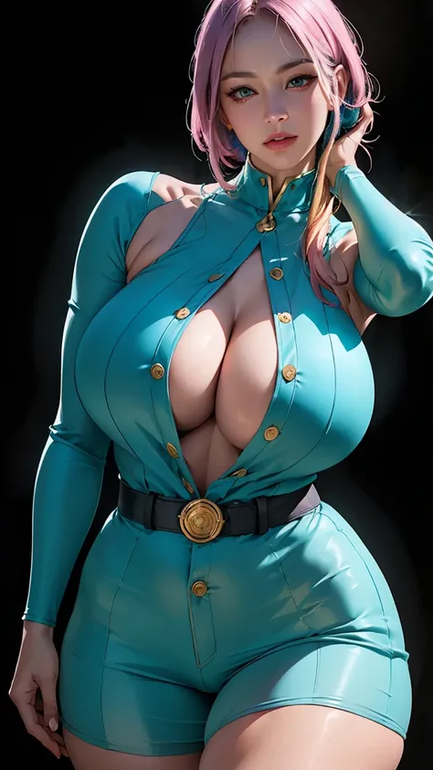 (light skin:1.1, thick thighs:1.1, huge breasts:1.1) afro, (tight:0.9) multicolorvbutton down, 70s clothes anime superhero attire, holding a (kitana:1.1), (best quality:1.2), ultra-detailed, (realistic:1.37), portraits, vibrant colors, warm tones, soft lig...