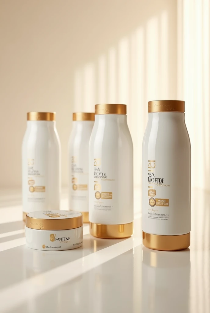  give me Pantene quinoa shampoos white and gold containers, That they are as a product photo and are several shampoos 