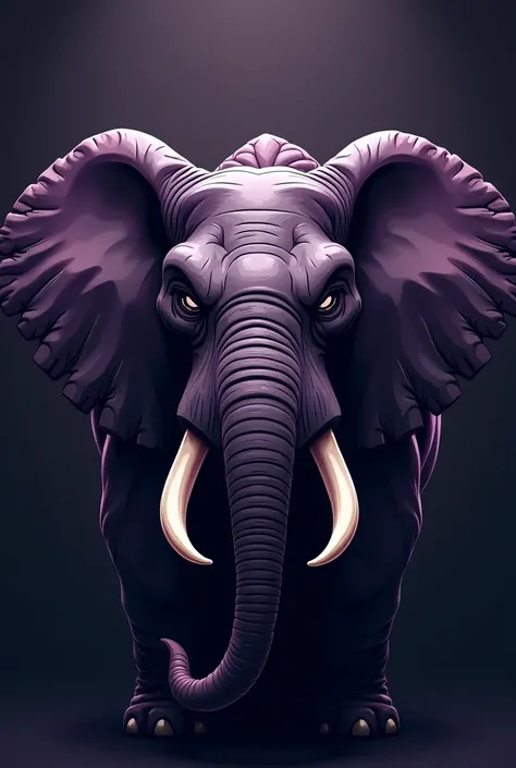 need a fierceful elephant face but with straight view .. looking fierce ( want to put in jersey ) sports jersey .. ( need black and purple colour theme ) the colours should be more darker .. cartoon based .. 

