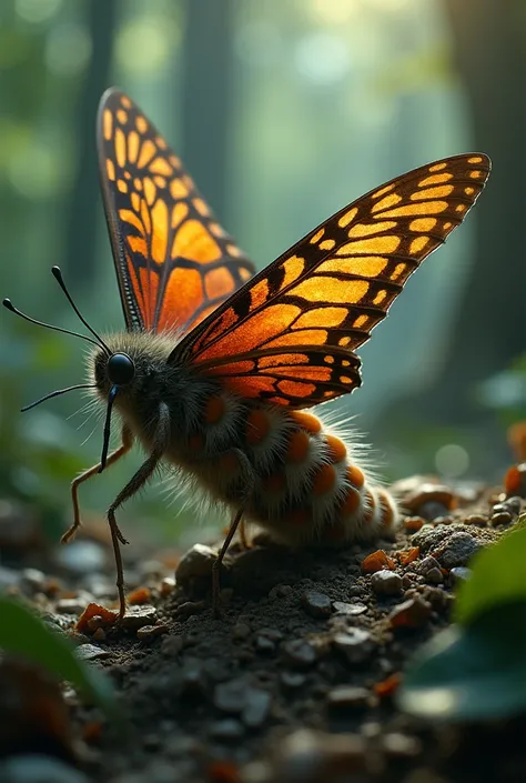 Impressive butterfly breaking its caterpillar in a dramatic way 