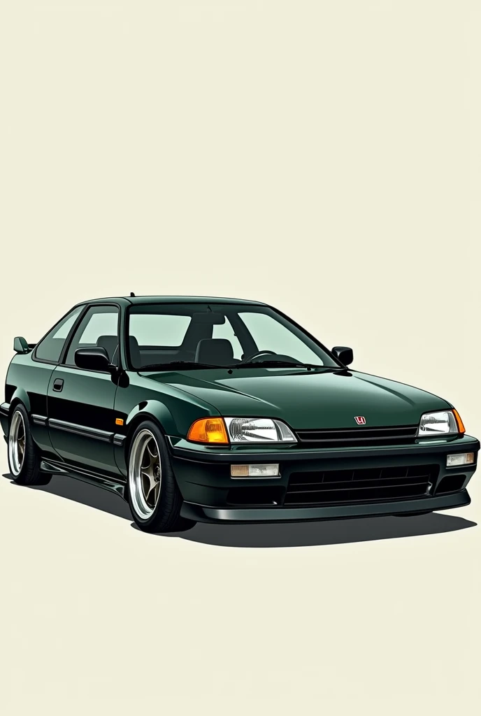 Honda Civic from the year 92 color black as a primary color and dark green
