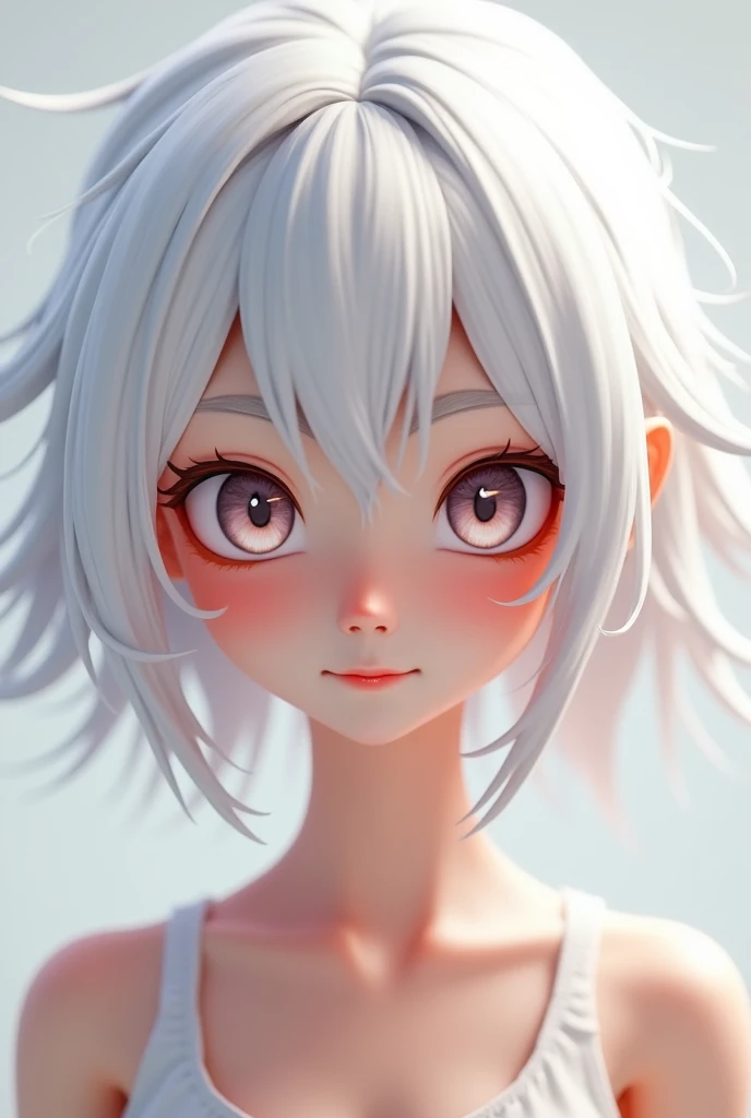 Pretty white hair girl, Utahime Lori, with playful expression (3D)