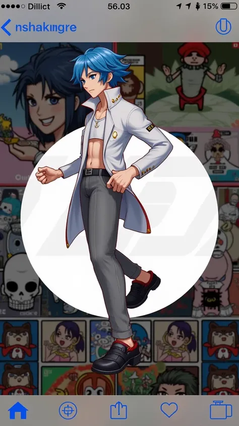 An icon character that looks like this
blue hair　male　Game