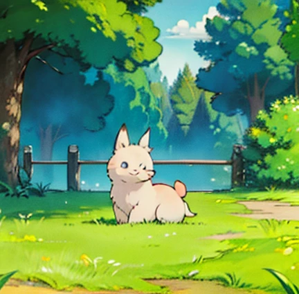 (masterpiece:1.2,  best quality),( Very detailed),(((Anime Style))),8k, wallpaper,Pastoral idyll,Baby kitsune,(Ghibli Style)